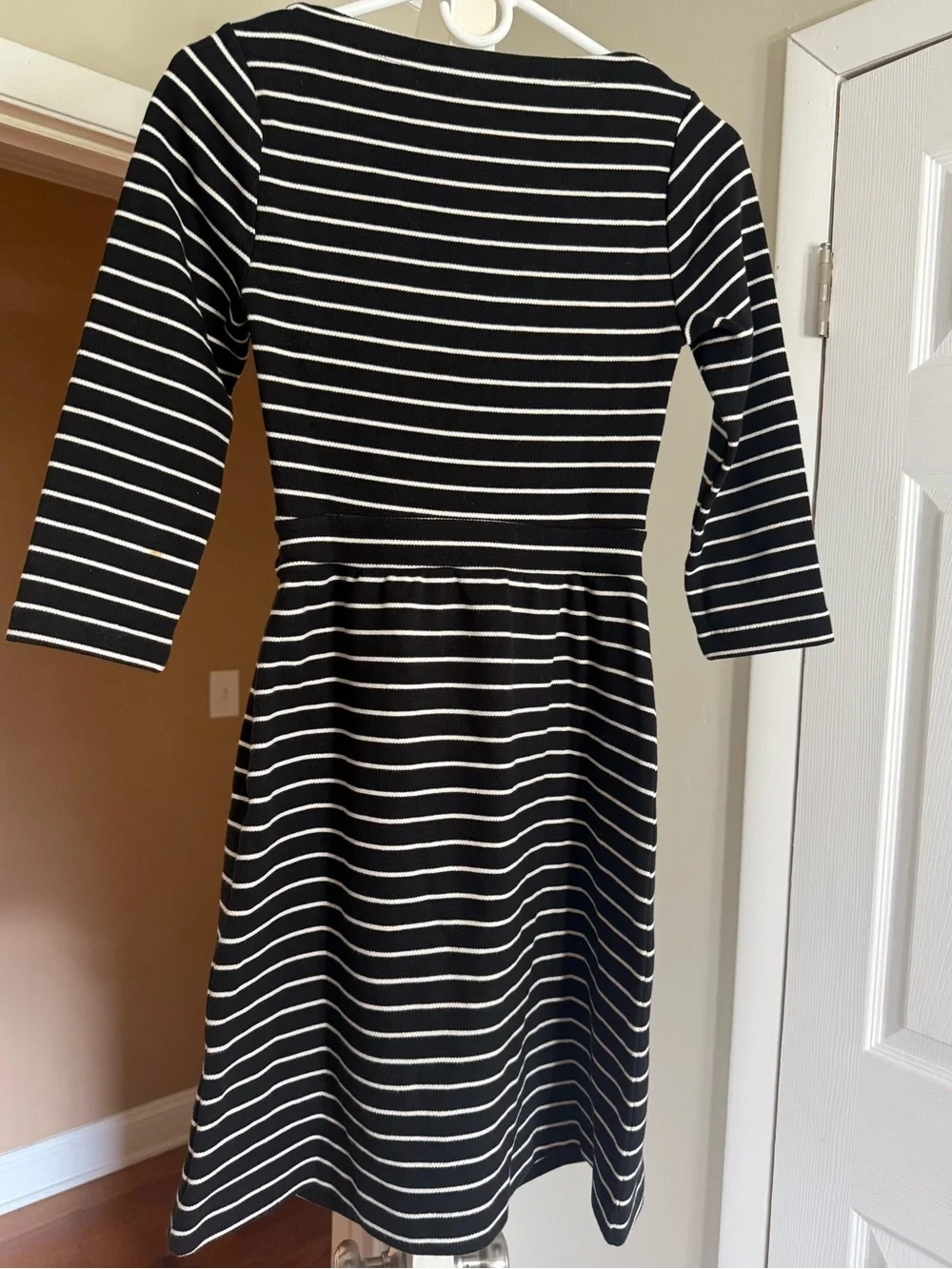 Boden- Striped Black and White Fit-and-Flare Dress